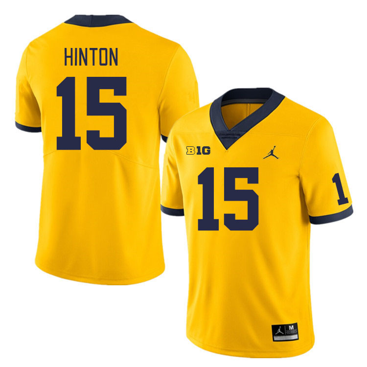 Michigan Wolverines #15 Christopher Hinton College Football Jerseys Stitched Sale-Maize